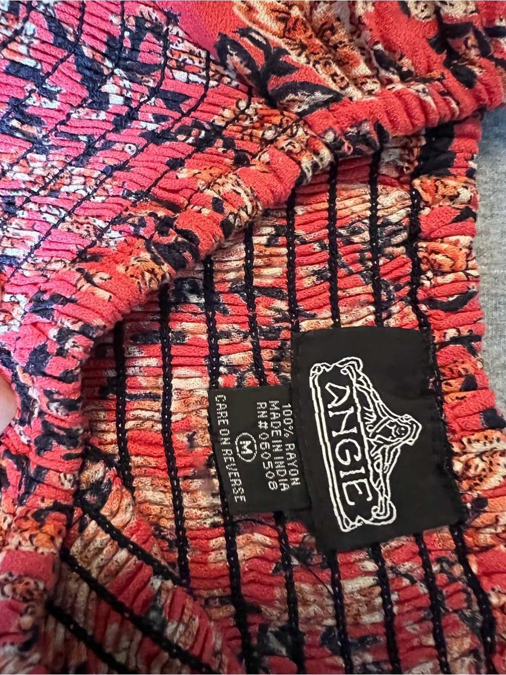 Angie Red and Black Floral Trim Dress - Picture 8 of 8